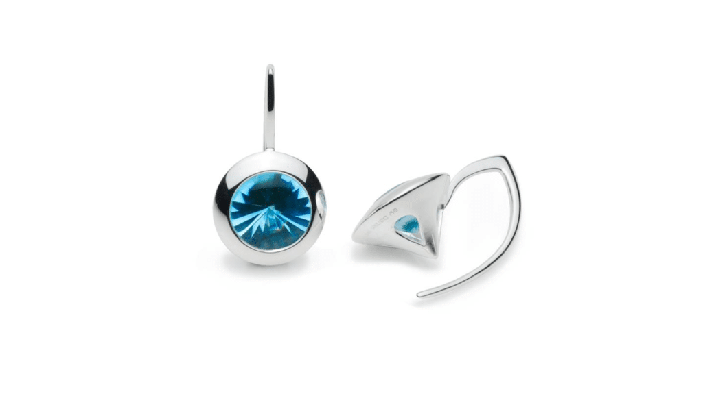 Muse Blue Topaz Drop Earrings in Sterling Silver