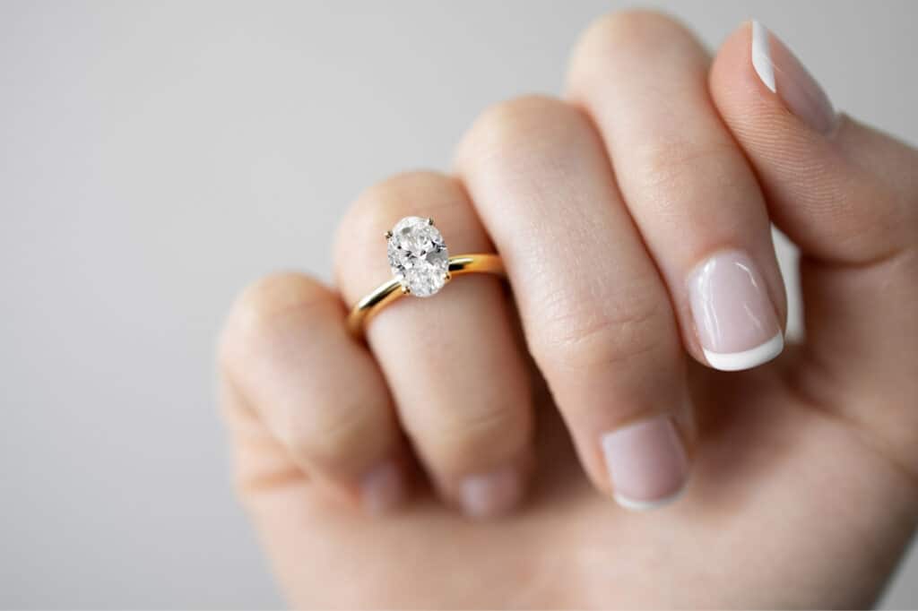 Waratah Oval cut yellow gold diamond engagement ring 8
