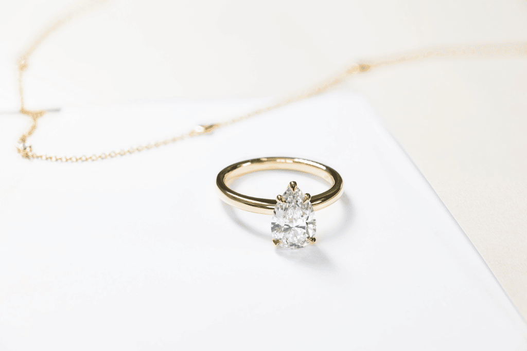 Solitaire-Waratah-Pear-cut-yellow-gold-diamond-engagement-ring-2