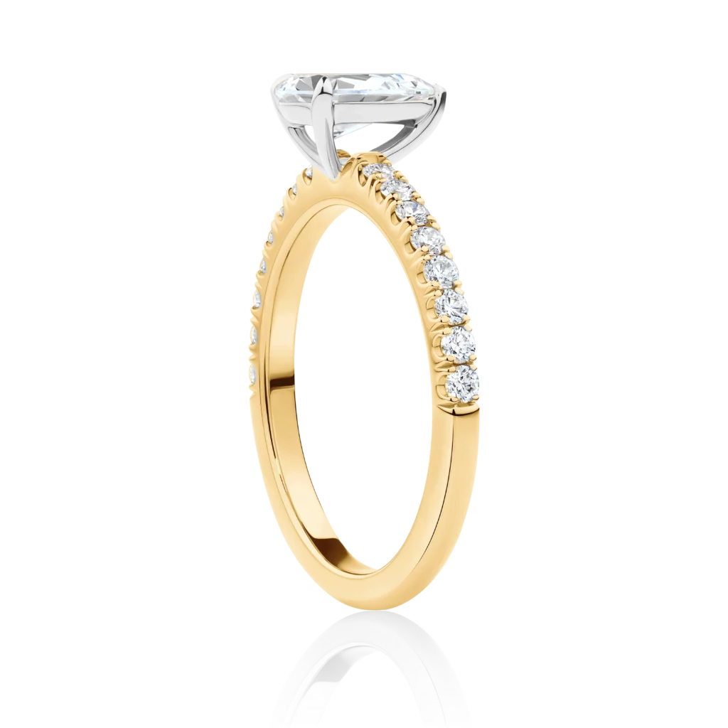 Dianella-Side-Yellow-Gold-Two-Tone-Pear-Cut-Diamond-Band-Diamond-Engagement-Ring