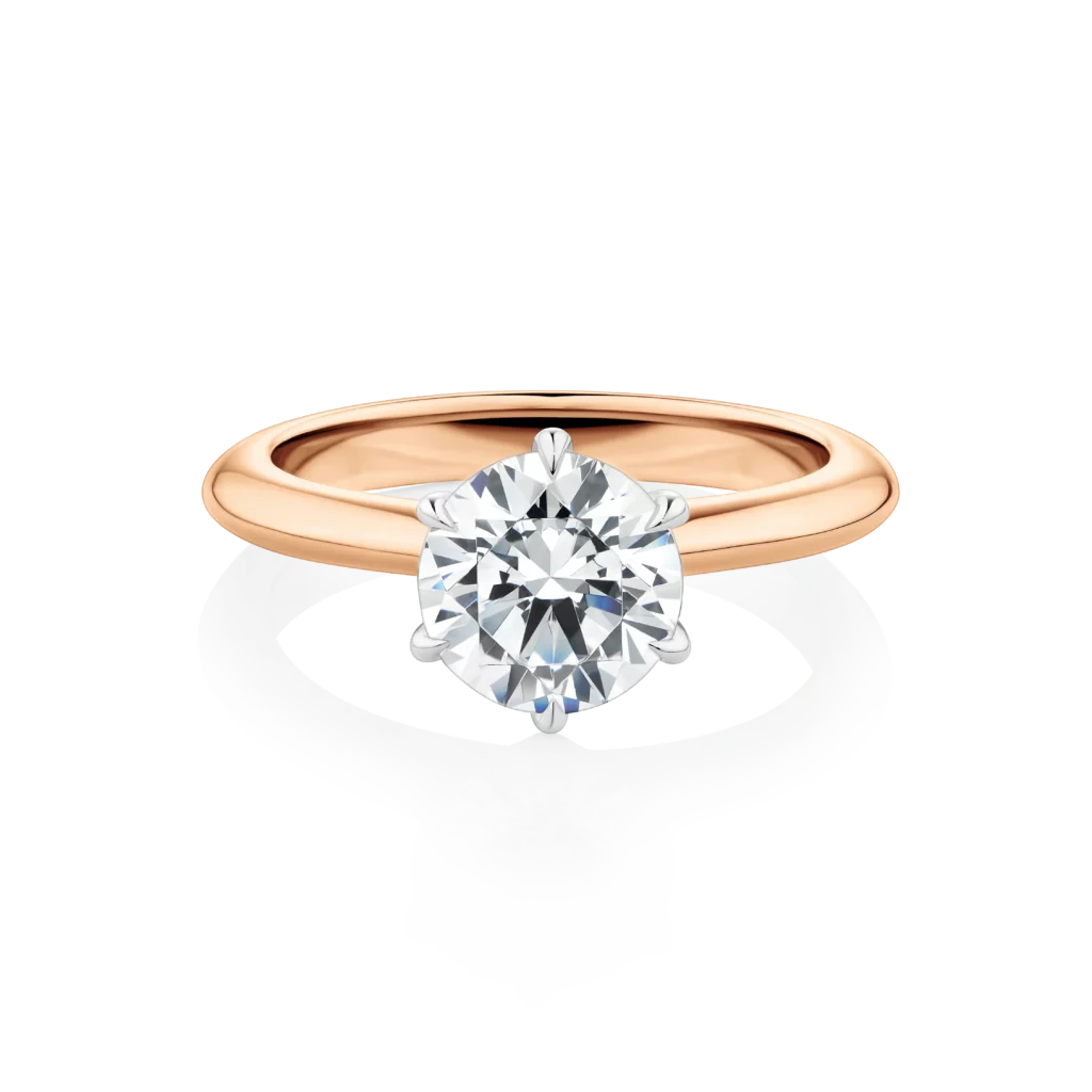 Southern-Star-Rose-Gold-Two-Tone-6-claw-Round-Cut-Diamond-Engagement-Ring