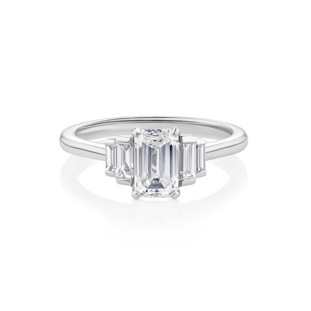 Kurrajong-Platinum-Trilogy-Emerald-Diamond-Engagement-Ring